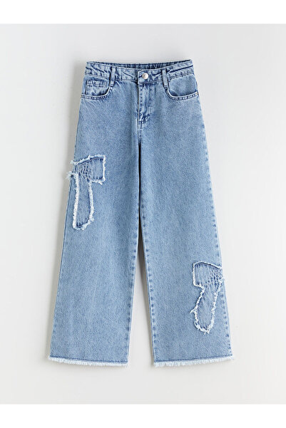 LC Waikiki Blue Wideleg Girl's Jean Trousers