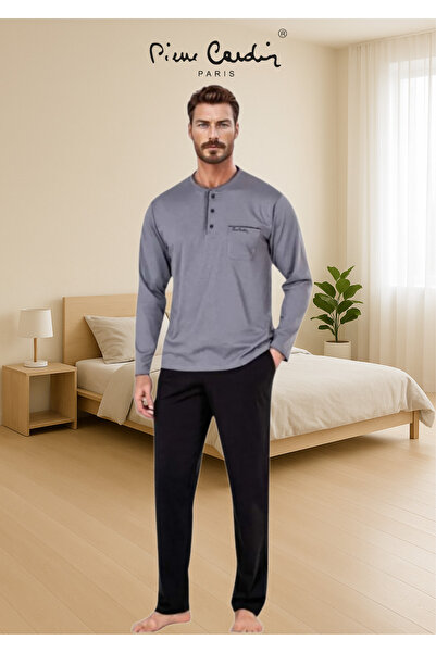 Pierre Cardin Erkek Giyim %100 Pamuklu 3 Parça Kutulu Robdöşambr & Uzun Kol Pijama Takımı (Modal Boxer Hediye)