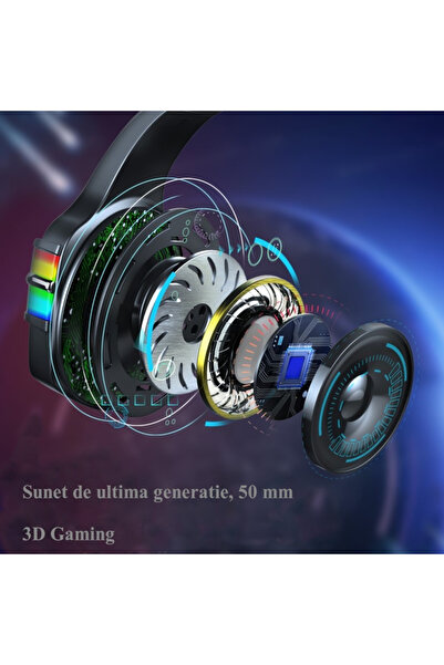 buz Gaming Headset, 3.5mm Jack, LED Lighting, Volume Control, for PC/PS/Xbox, Black-Red