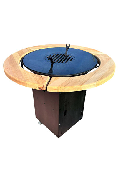 buz Grătar de grădină rotund, 75 cm, groapă de foc cu placă de 10 mm - oțel dur