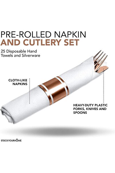 4basix Disposable Cutlery Set Individually Wrapped Pack of 6 Plastic Utensil Sets with Fork, Spoon & Knife