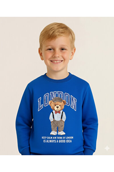 LİTTLE TORTOİSE Boy's Long Sleeve 3 Thread Fleece-Lined Winter Sweatshirt / Tracksuit Set