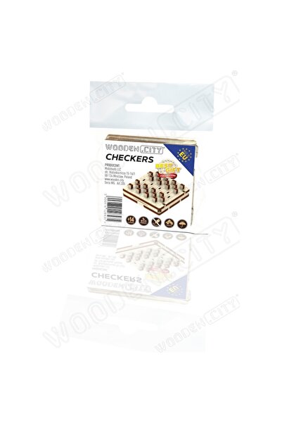 OEM Wooden.City Mini 3D Checkers Game (Wood, Brown)