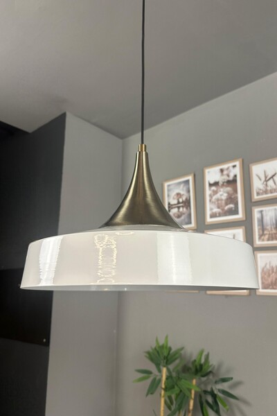 Bamyum Açe Beyaz Tekli Eskitme Kubbe Başlık Avize Retro Sarkıt Ofis Showroom ...