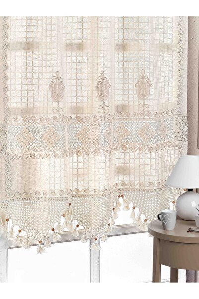 Buldan Tekstil Perdea, Buldan, bumbac și in, brodată, cu ciucuri, Lalea