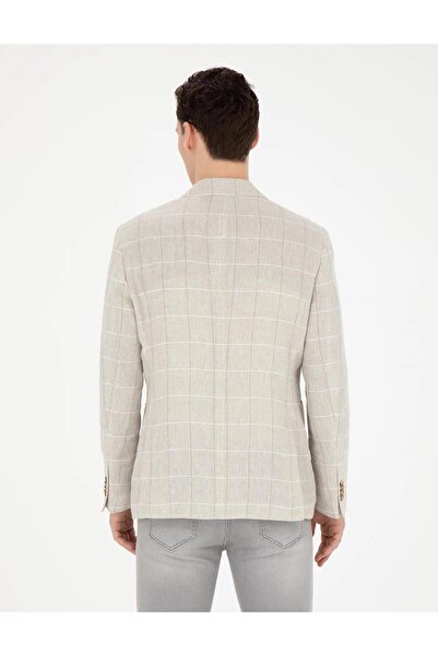 Pierre Cardin Men's Slim Fit Linen Plaid Jacket 1853881