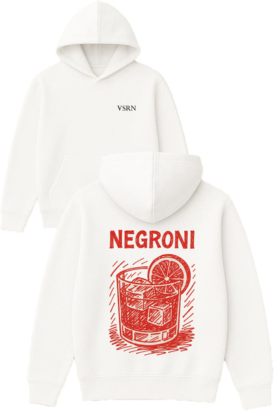 VSRN Κόκκινο με λεπτομέρειες, σχέδιο Negroni, εμπριμέ, υπερμεγέθης λευκό φούτ...