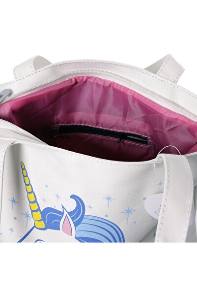 Puckator Handy Cotton Zipper Shopping Bag - Unicorn (White)