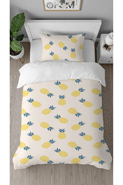 GREENDECOR Pineapple Fruit Leaf Patterned Printed Specially Designed Single Modern Stylish Duvet Cover Set Without Sheets