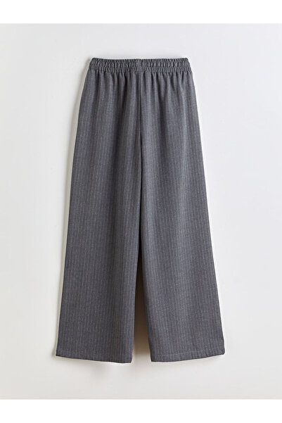 LC Waikiki Gray Elastic Waist Striped Girls' Pants