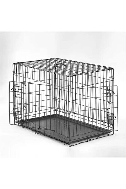 buz Cușcă pliabilă pentru animale de companie, metal și plastic, neagră, 107 x 68,5 x 77 cm