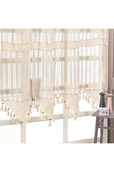 Buldan Tekstil Curtain, Buldan, cotton and linen, with tassels, Striped