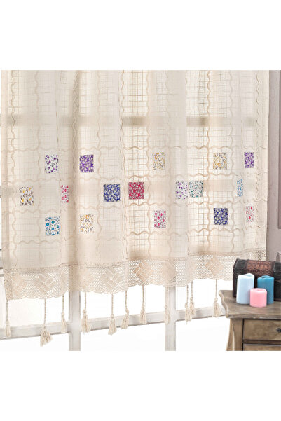 Buldan Tekstil Curtain, Buldan, cotton and linen, with tassels, Patchwork