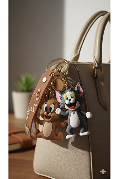 DAYZEN JEWELRY Tom Ve Jerry Silikon Anahtarlık Çanta Ve Araba Süsü Tekli