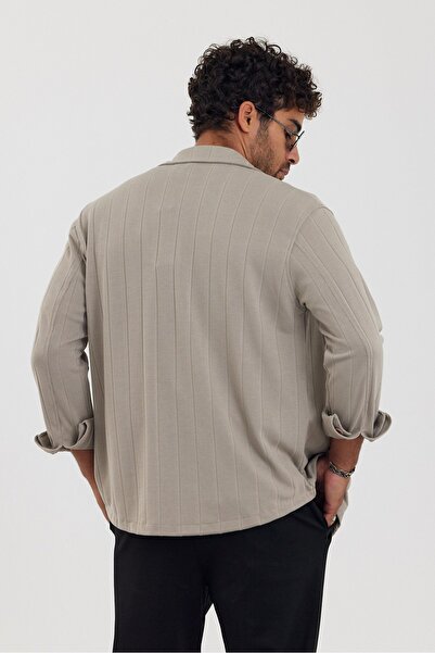 İLKCET MODA Men's Beige Regular Shirt with Front Pocket