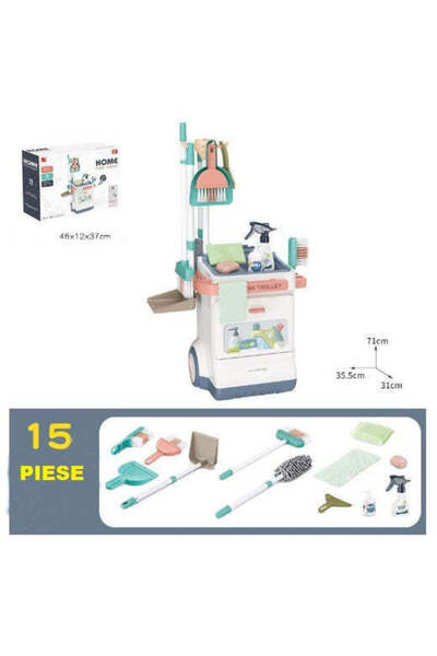 buz Children's cleaning set with broom and duster, 15-piece set