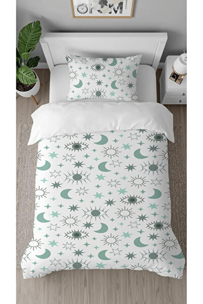 GREENDECOR Space Star Moon Planet Patterned Printed Specially Designed Sheetless Style Stylish Single Duvet Cover Set