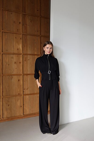 BY SE'MAS WEAR Ежедневен модален комплект от две части с плисиран колан