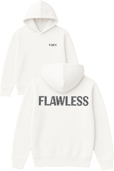 VSRN تصميم لا تشوبه شائبة مطبوع قصة فضفاضة سويت شيرت أبيض بغطاء رأس