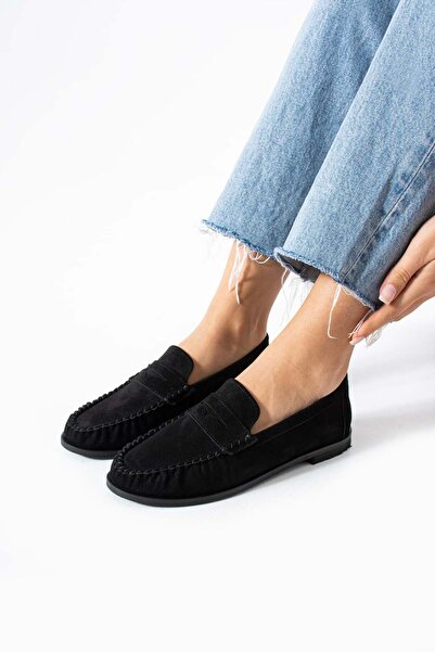 diclepolat Γυναικεία μαύρα σουέτ παπούτσια casual με φλατ σόλα Saraçlı Verna