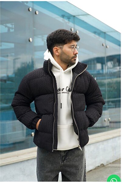 Marakech Ünisex dik yaka örme kışlık mont