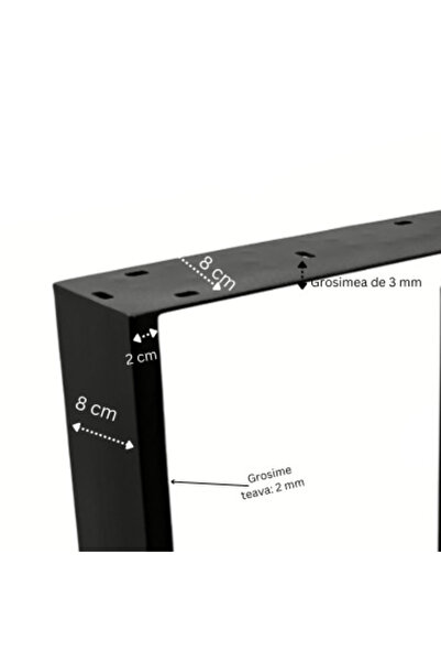 buz Metal Table Legs Set, 2 Pieces, Dining Furniture, 60 x 8 x 73 cm