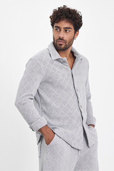 İLKCET MODA Чоловічий комплект сорочки та брюк з візерунком