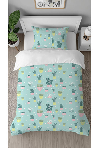 GREENDECOR Flower Cactus Leaf Patterned Printed Specially Designed Single Modern Stylish Duvet Cover Set Without Sheets