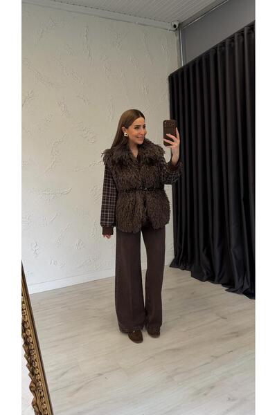 elif teke Bearded Belted Vest Bitter Brown