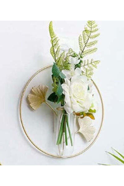 buz Glass vase with metal wall mount in golden color (GOLD)