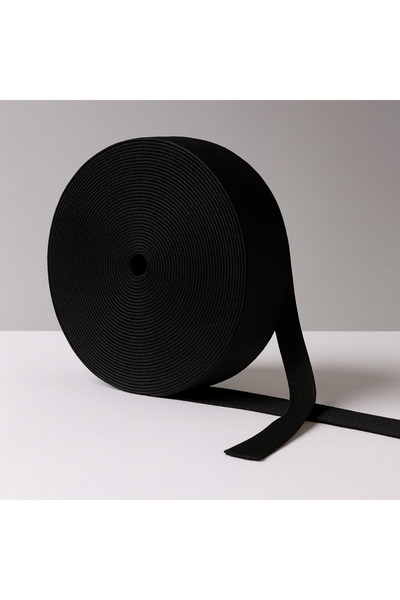SERRADARDOKUMA 2 cm x 25 Metre Siyah Geniş Yassı Lastik – Bel, Paça, Don Lastiği