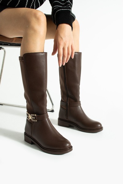 misio shoes Cez Women's Boots with Back Stretch Fabric Detail Buckle