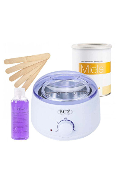 buz Kit de epilare cu încălzitor de ceară, ceară 400 ml, spatule din lemn, ul...