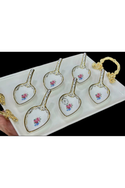 Kosova Çırağan Home Çiçekli 6’lı Porselen Lokumluk Sunumluk