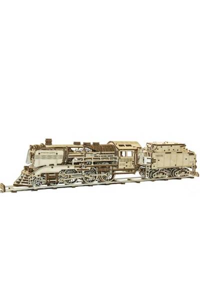 OEM Wooden City 3D Mechanical Puzzle - Express Train with Wagon and Tracks