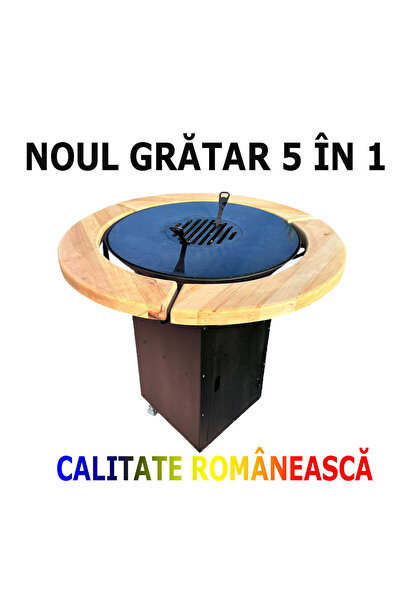 buz Grătar de grădină rotund, 75 cm, groapă de foc cu placă de 10 mm - oțel dur