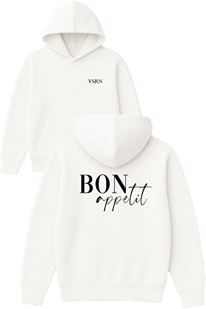 VSRN تصميم بون ابيت مطبوع قصة فضفاضة سويت شيرت أبيض بغطاء رأس