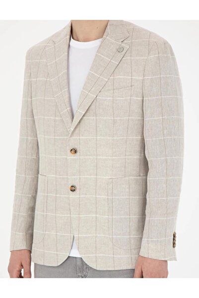 Pierre Cardin Men's Slim Fit Linen Plaid Jacket 1853881