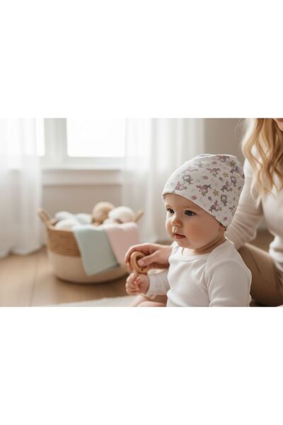 BATU GİYİM Baby Girl and Child Mermaid Patterned Combed Cotton Beret
