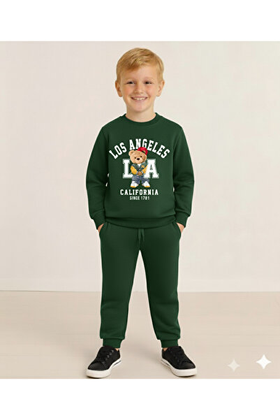 LİTTLE TORTOİSE Boy's Blue Sonic Printed Long Sleeve 3 Thread Shardedon Winter Sweatshirt / Tracksuit Set