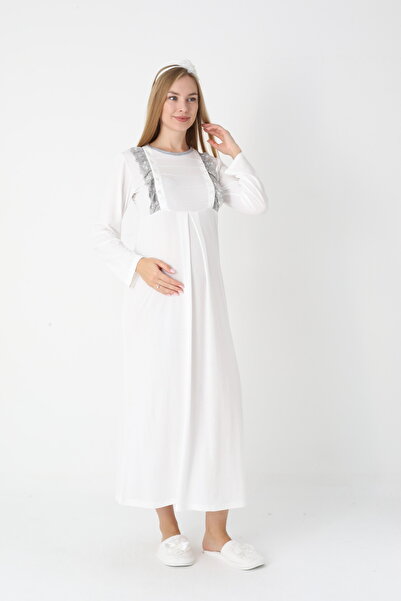 EM&FA TEKSTİL Maternity Maternity Dressing Gown Nightwear Set