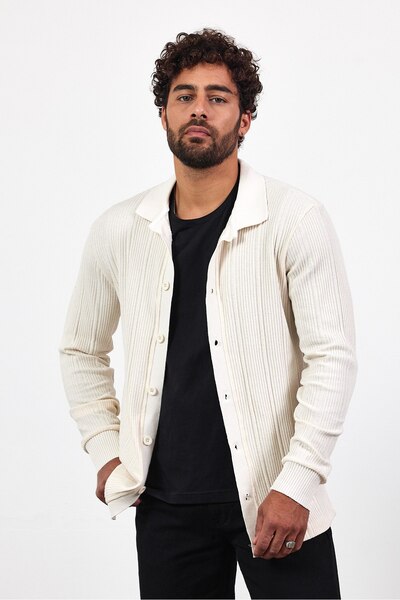 İLKCET MODA Чоловіча сорочка оверсайз з коміром-кардиганом