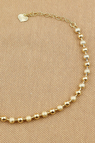 Keyifli Hayaller Xuping Bileklik - Vip Xuping Kalp Uçlu Simli-parlak Gold 4mm Dorika Boncuklu Bileklik 17+3cm