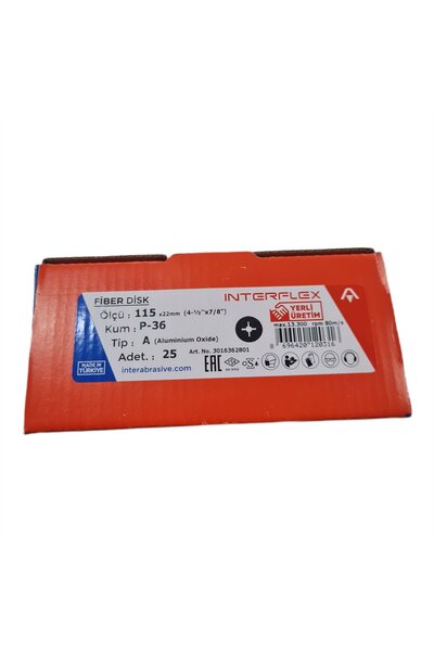 Interflex Fiber Disc Sandpaper V115 36 Grit 25 - Pcs