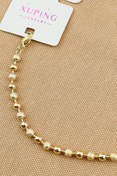 Keyifli Hayaller Xuping Bileklik - Vip Xuping Kalp Uçlu Simli-parlak Gold 4mm Dorika Boncuklu Bileklik 17+3cm