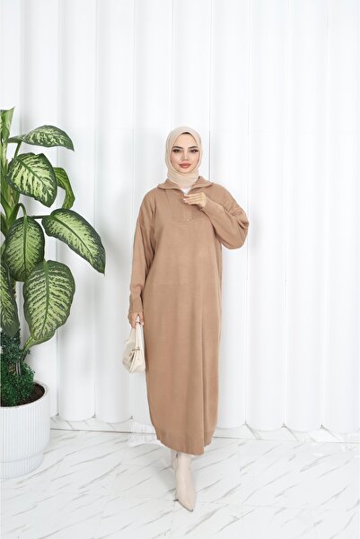 NİSUM MODA قماش مجدّل فستان تريكو بسحاب