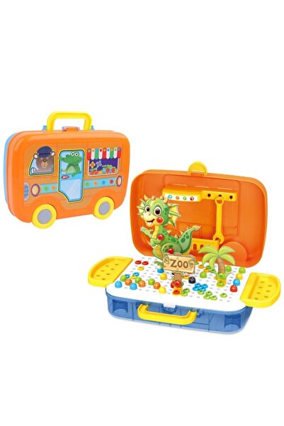 buz Montessori construction set, mosaic puzzle with screws, washers & electric screwdriver, 276 pcs