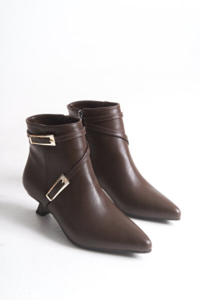 LEVONYA Kadın Kahve Tokalı Topuklu Bot