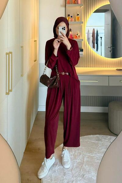 Hazamoda Costum Roza Sandy Burgundy
