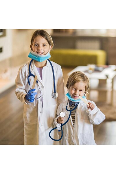 genernic Kids White Lab Coat Doctor Costume with Working Stethoscope and ID Card - HTVYYDS